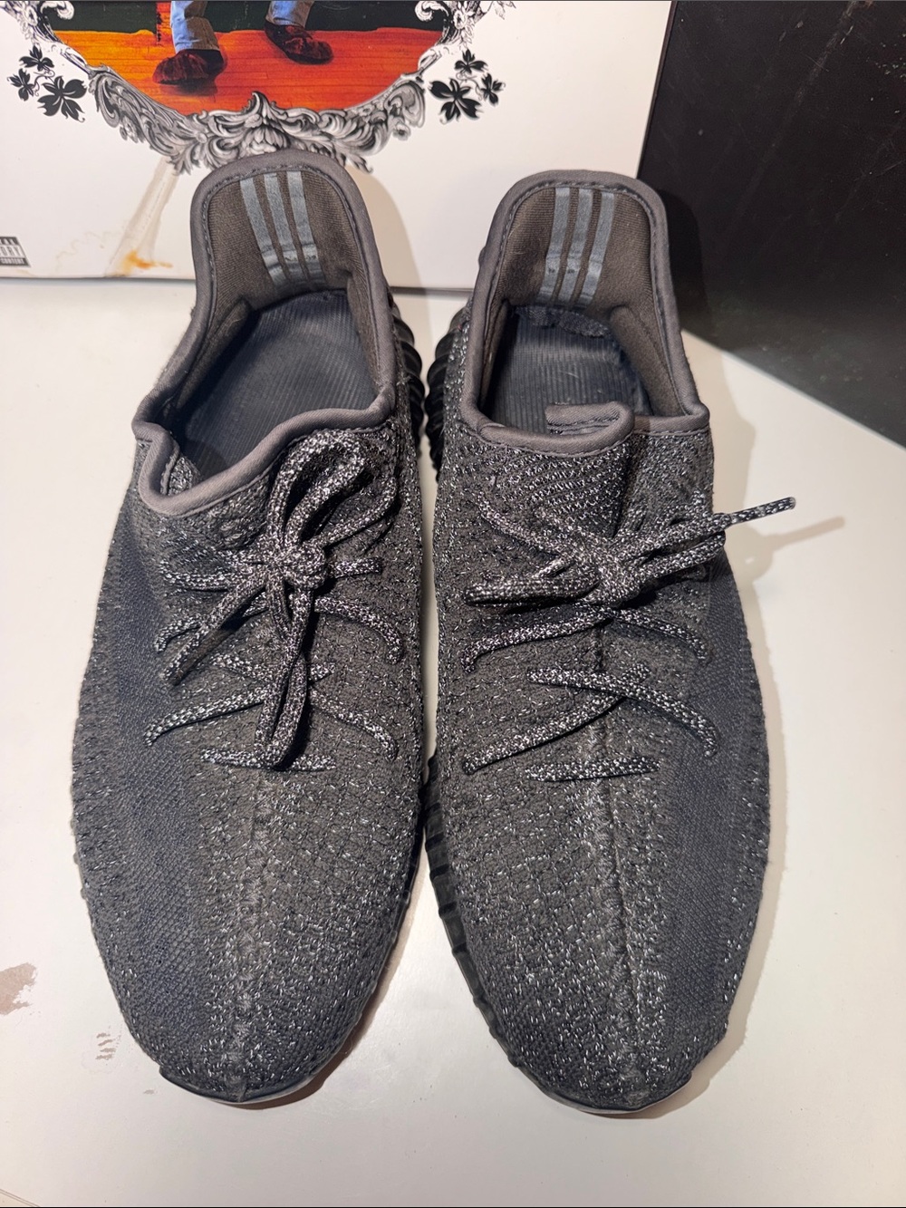 adidas Yeezy Boost 350 V2 Triple Black Reflective Sneakers - Picture 3 of 6